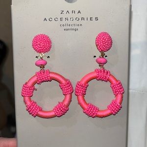 Zara hot pink beaded hoops